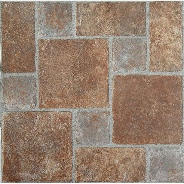 Actual 12'' x 12'' Rustic Stone Vinyl Tile 40 Pc Adhesive Kitchen Flooring 